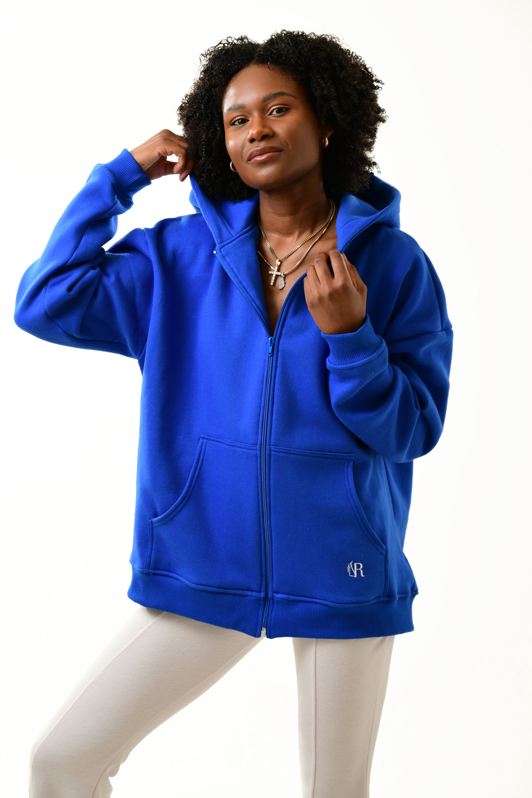 Women's royal blue cheap zip up hoodie